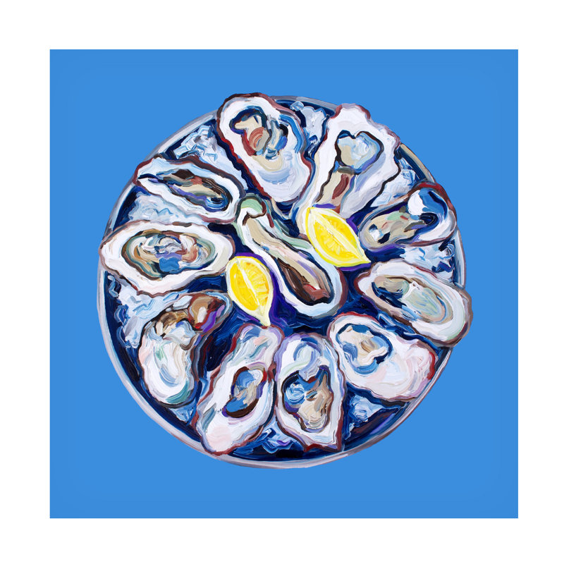 Assiette d'huîtres sur toile, H 35 po x l 35 po x P 2 po
