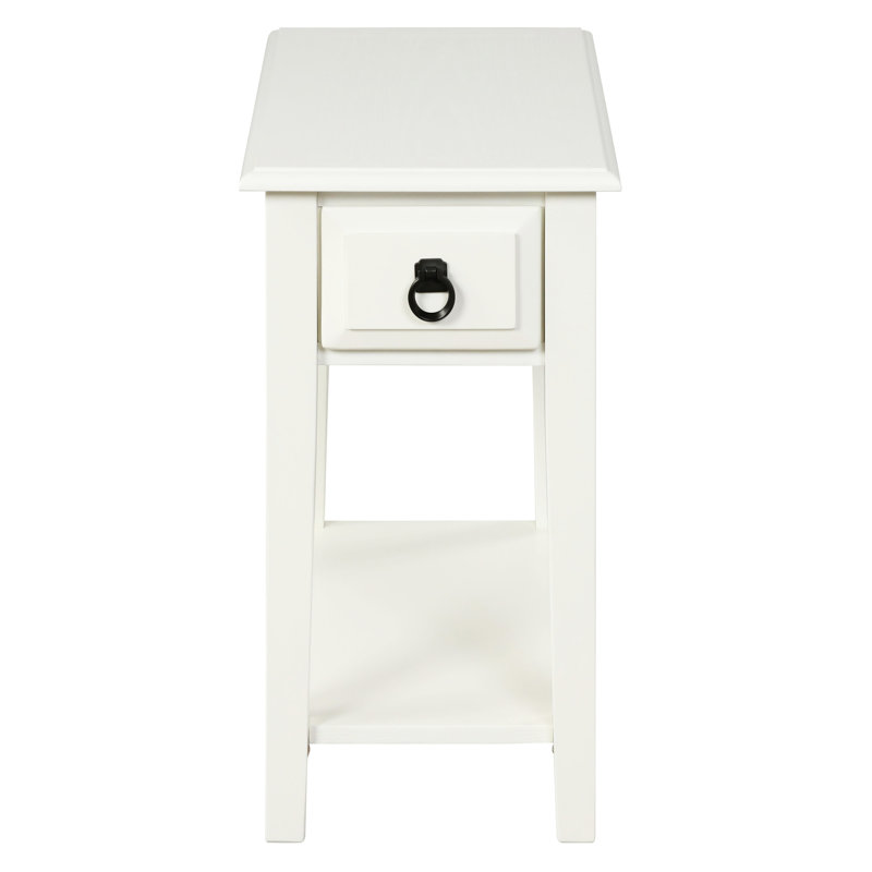 White 1-Drawer Accent Table With Shelf