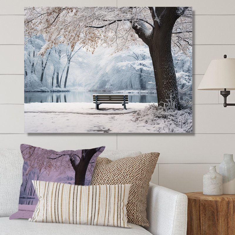 Art mural en toile «Snowy Park Floral Canopy II - Forest», Toile tendue, H 24 po x l 32 po x P 1 po