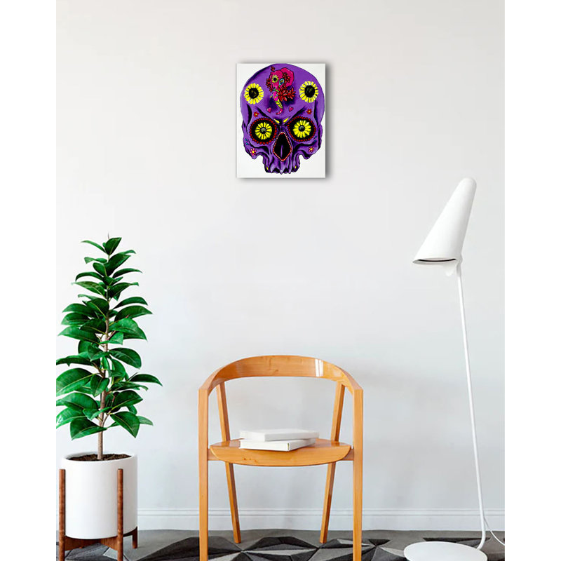 " Skull & Flowers II " by Ed Capeau, 10" H x 8" W x 1.5" D, No Mat, Wrapped Canvas
