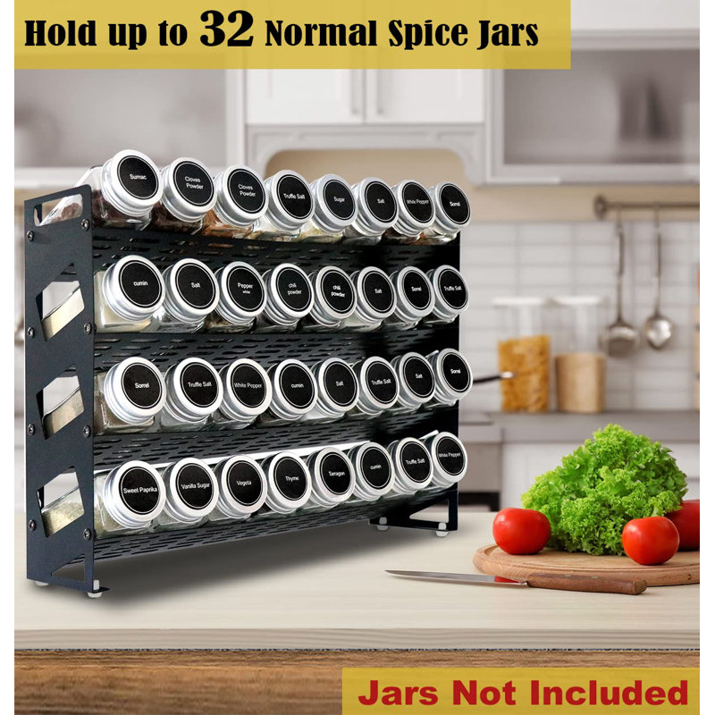 Matte Black 4-Tier Metal Spice Rack Organizer