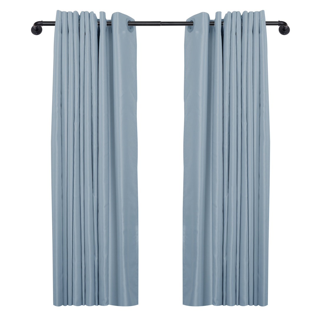 UTOPIA ALLEY Wall Mounted 1 inch Industrial Curtain Rods for Windows, Blackout Curtain Rod, Wrap Around Heavy Duty Curtain Rods, Indoor and Outdoor, Rustic Style, Matte Black Williston Forge