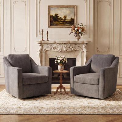 Upholstered Fabric Swivel Armchair