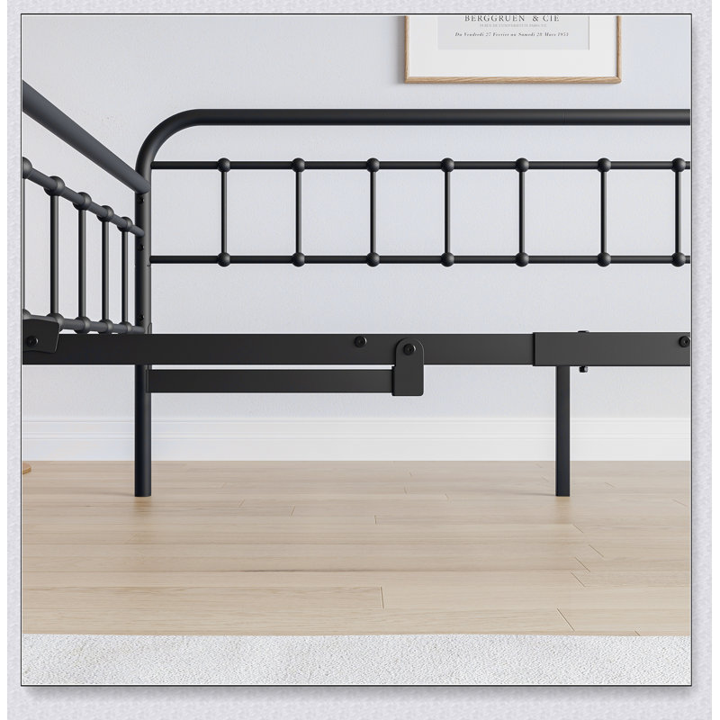 Metal Daybed Frame With Trundle, Heavy Duty Steel Slat Support Sofa Bed