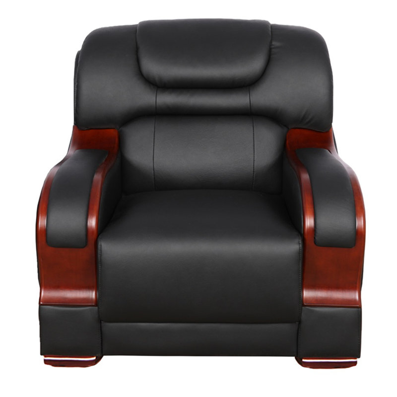 Chaise d'appoint de salon 38 po Nerisa, Cuir véritable noir