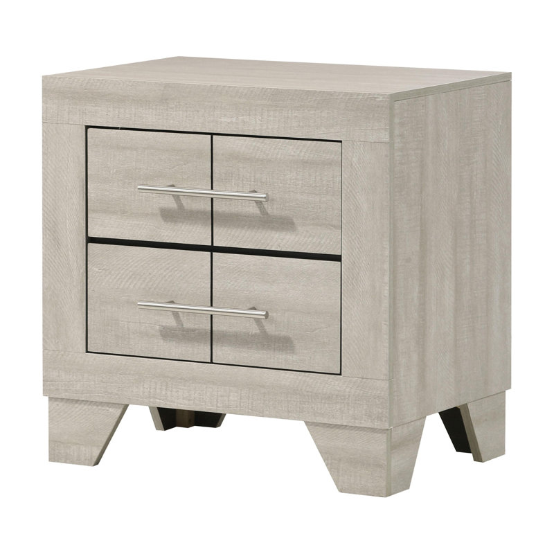 Table de chevet 2 tiroirs rustique crème