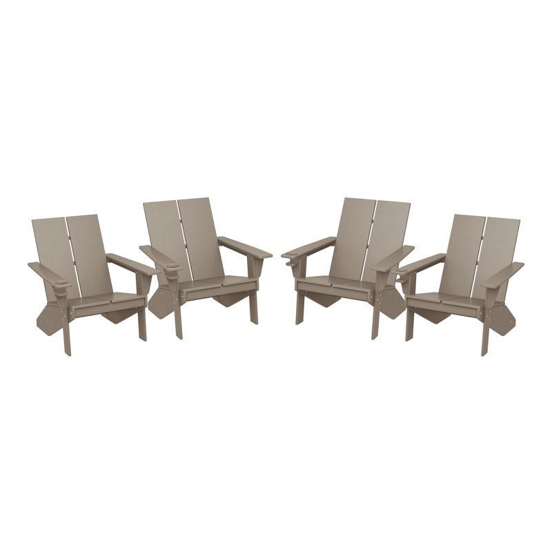Modern Poly Adirondack Chair (Set Of 4), Black, Tan
