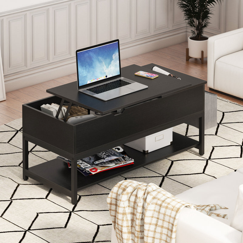 Table basse à 4 pieds avec rangement Arist, Noir