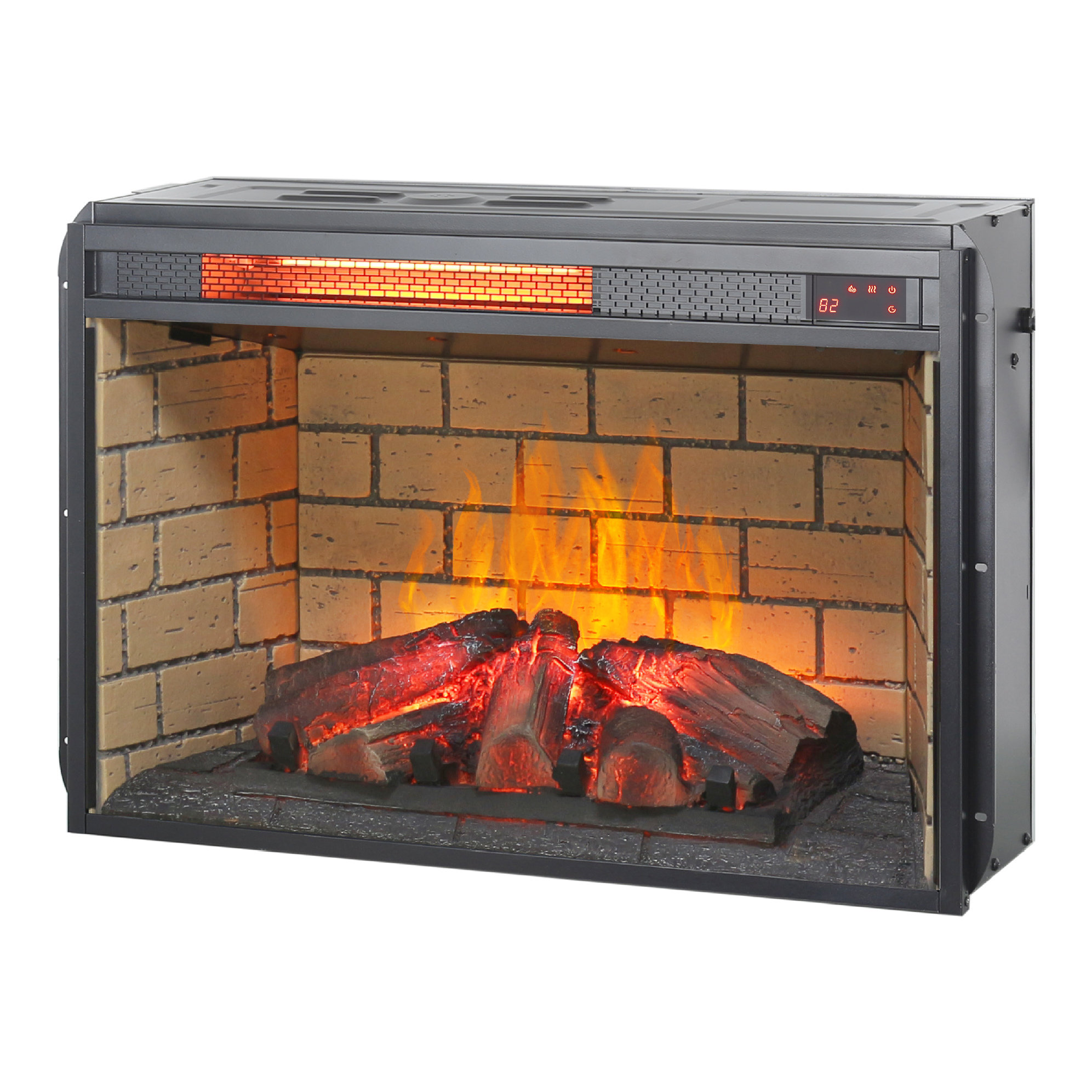 Darby Home Co Infrared Quartz Heater Fireplace - Brick And Woodlog