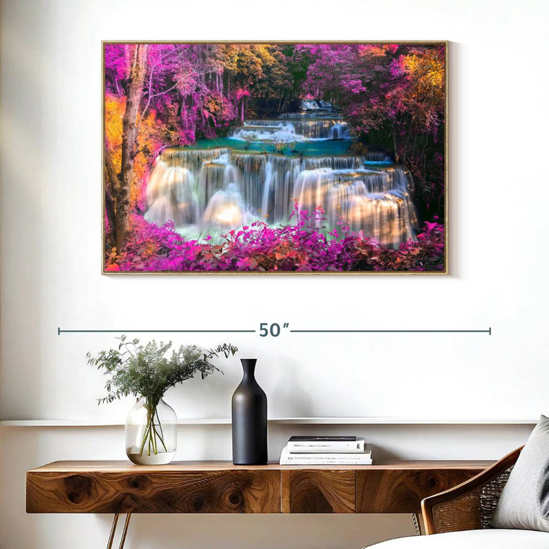 Chutes d'eau, Cadre flottant en bois naturel, 40 po x 27 po