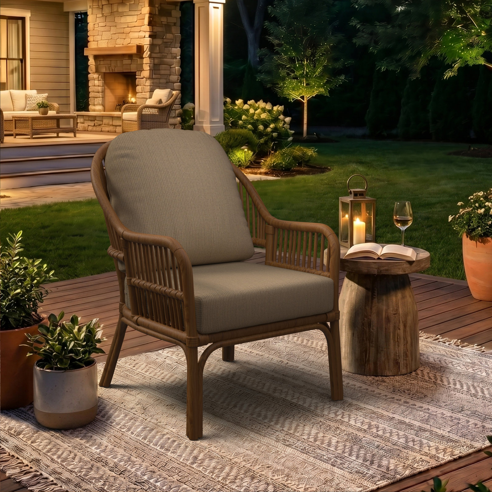Amala Outdoor Sunbrella® Seat/Back Cushion, Spectrum Mushroom Sunbrella® Plainweave