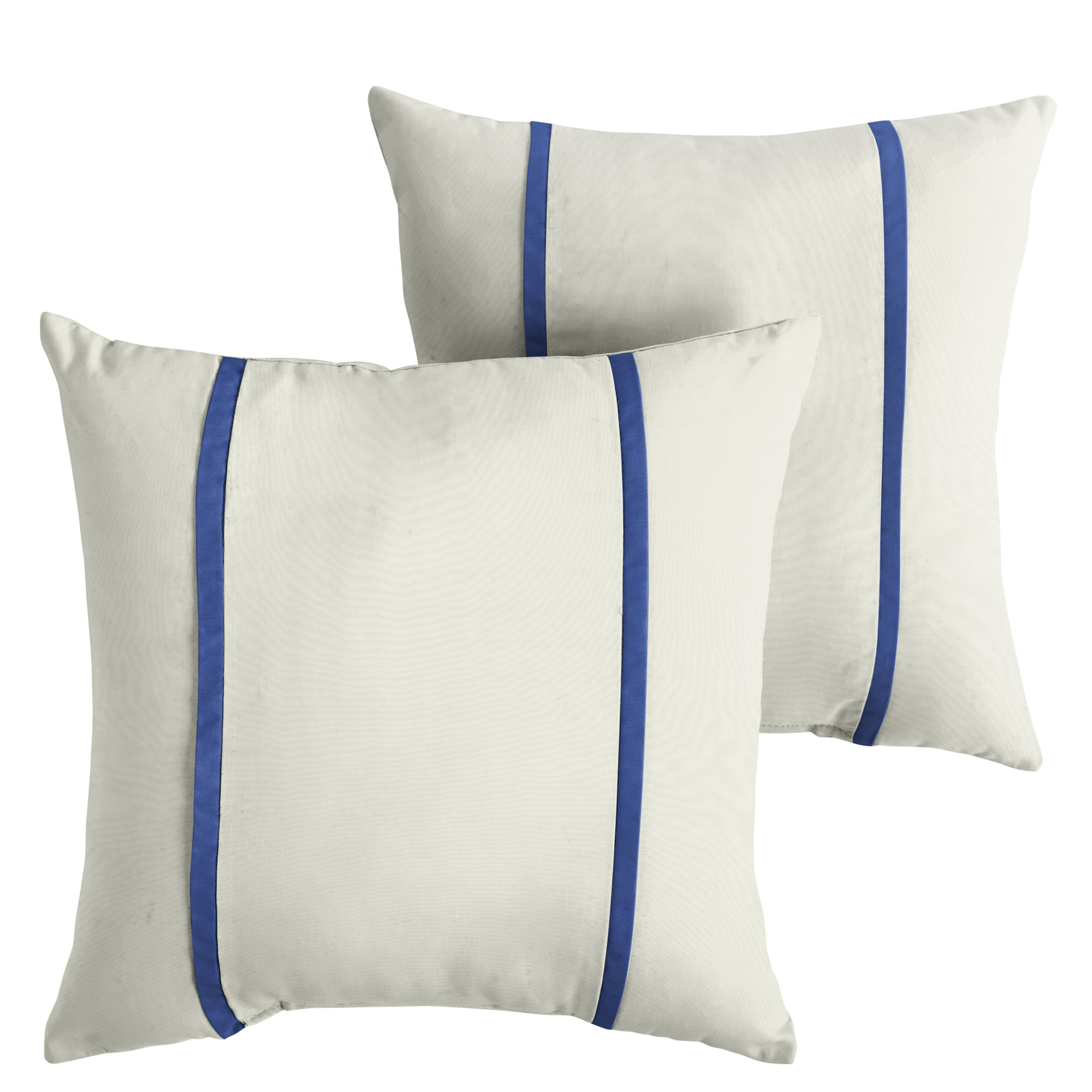 Gatley Striped Sunbrella® Indoor/Outdoor Throw Pillow, 22"x22", Natural/True Blue
