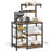 Rustic Kitchen Pantry Cabinet with Power Outlets & Adjustable Shelves - Microwave Stand, Coffee Bar Storage (DKLGG, Brown)