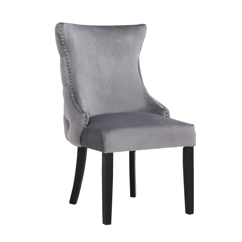 Dutes 22'' H Velvet Upholstered Side Chair, Gray