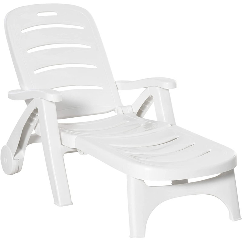 Beya Folding Sun Lounger with Wheels White
