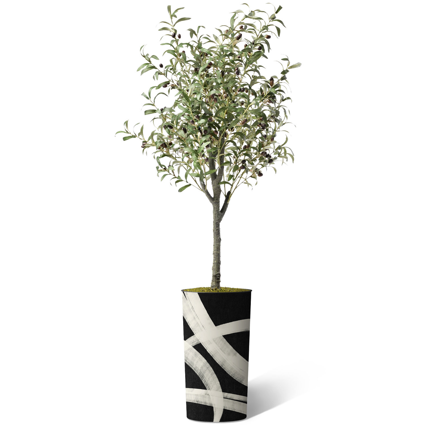 Primrue 75'' Faux Olive Tree Tree in Metal Planter
