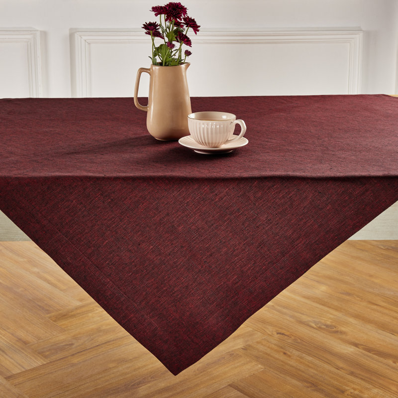 100% Pure Linen Table Throw - Athena, Red Garnet