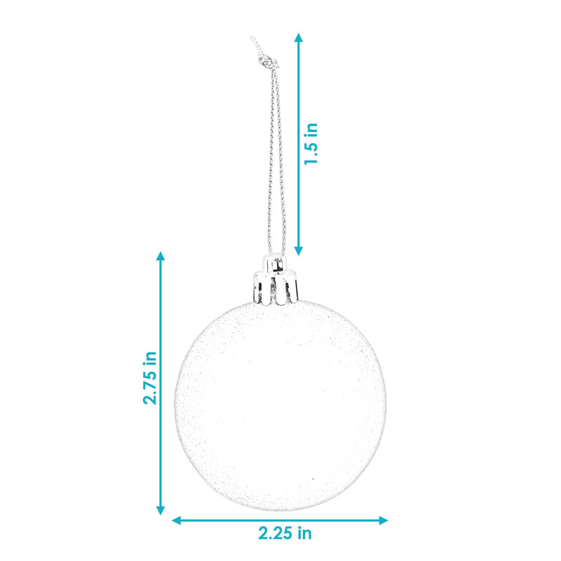 50pc Black/Silver Plastic Christmas Ball Ornaments