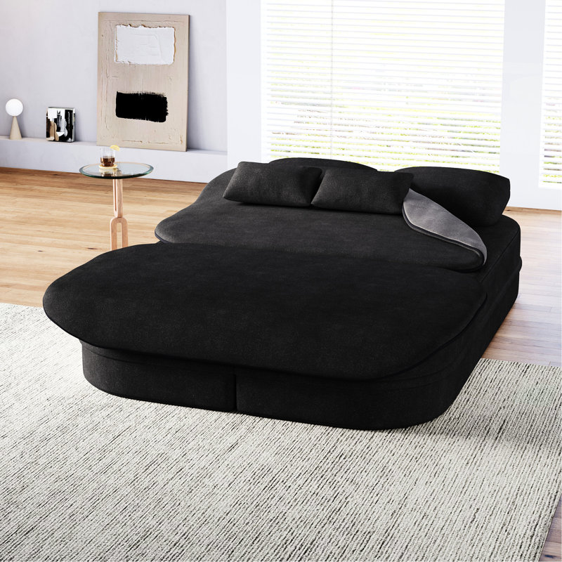 Lit escamotable de 75 po avec chenille respirante et coussin antidérapant, couverture polyvalente 3 places pour la maison 2 en 1 mousse convertible haute densité, espace de vie de la chambre à coucher