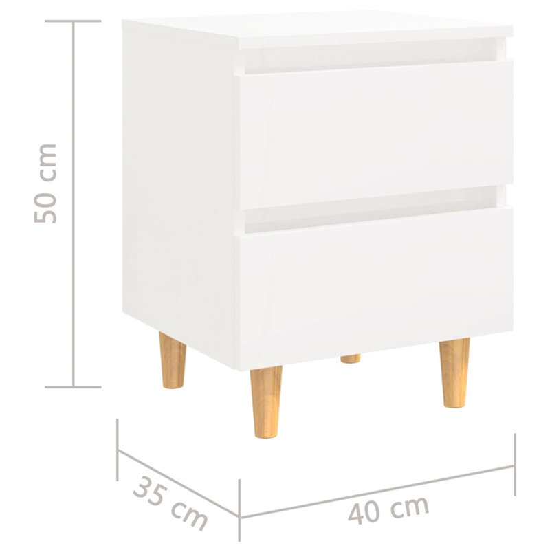 40cm W Manufactured Wood Bedside Table, High Gloss White