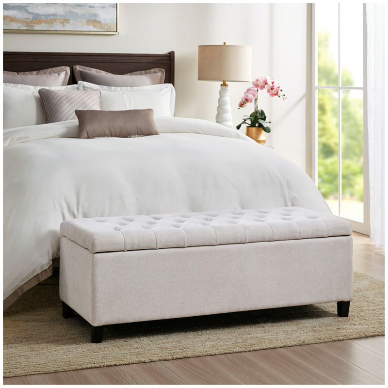 Tufted Top Soft Close Storage Bench, Naturel