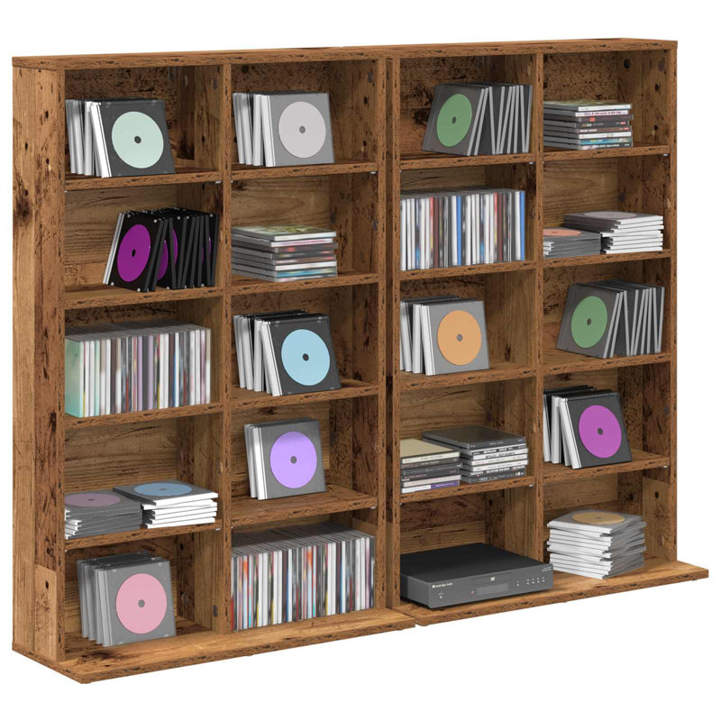 97.5 cm H Media Shelves, Old Wood