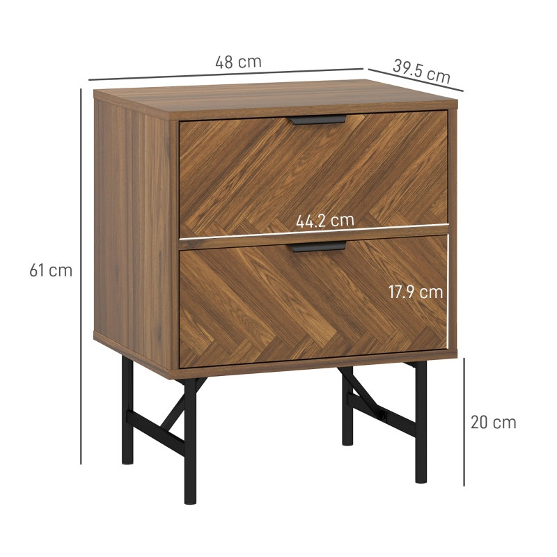 48 cm W Bedside Table