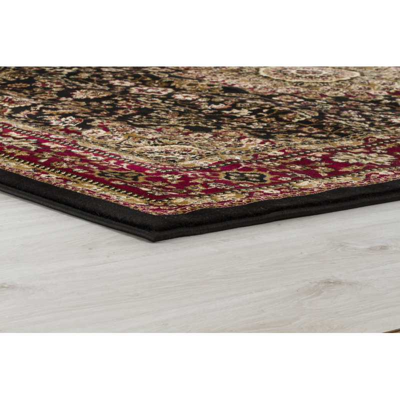 Tapis traditionnel noir Palfrey Collection, Tapis de couloir 2 pi 8 po x 8 pi 1 po
