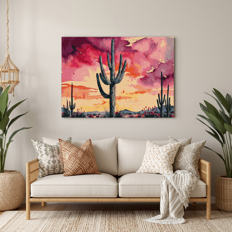 «Southwestern Plants Saguaro Cactus 190», art mural en métal orange, H 132 po x l 168 po x P 0,05 po
