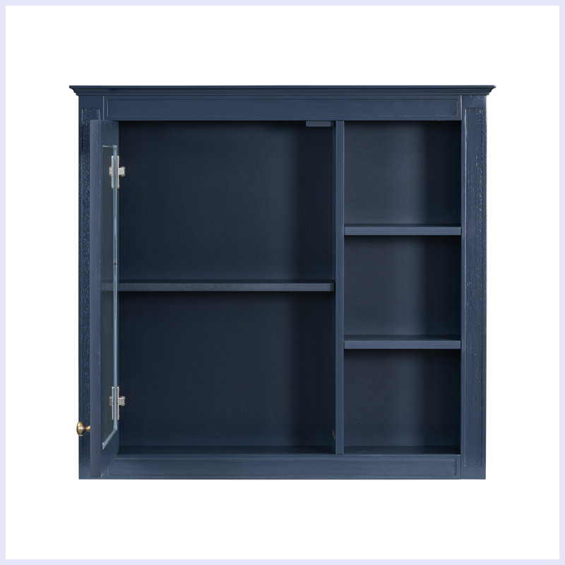 Armoire de rangement murale moderne avec miroir, Bleu