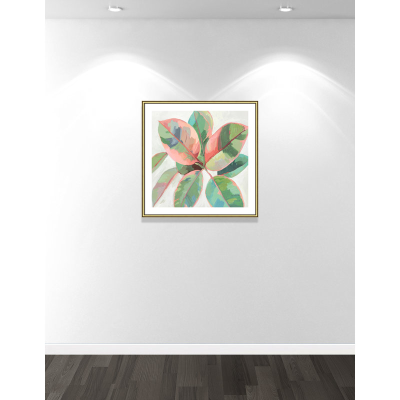 «Pink Ficus II», reproduction d'art, Papier encadré doré, H 33,25 po x l 33,25 po x P 0,88 po