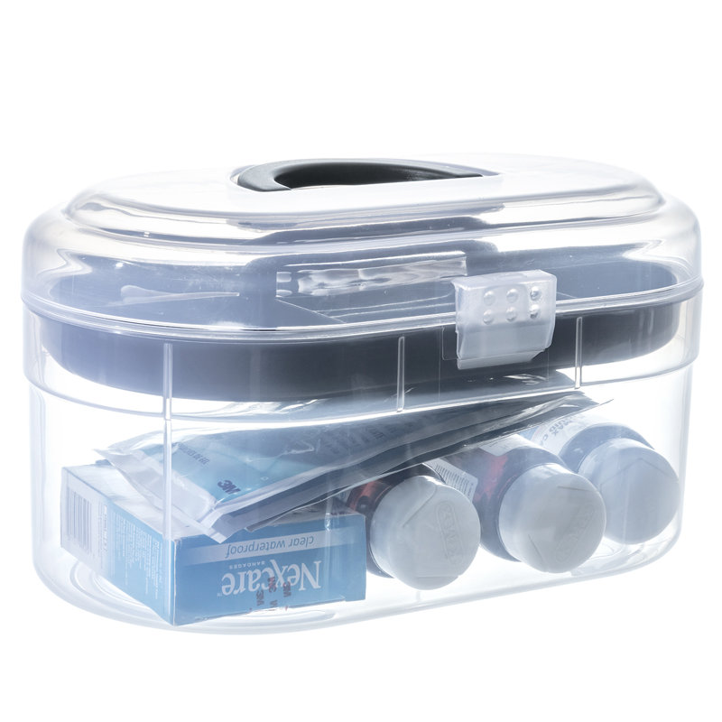 Oval Clear Storage Basket with Black Tray