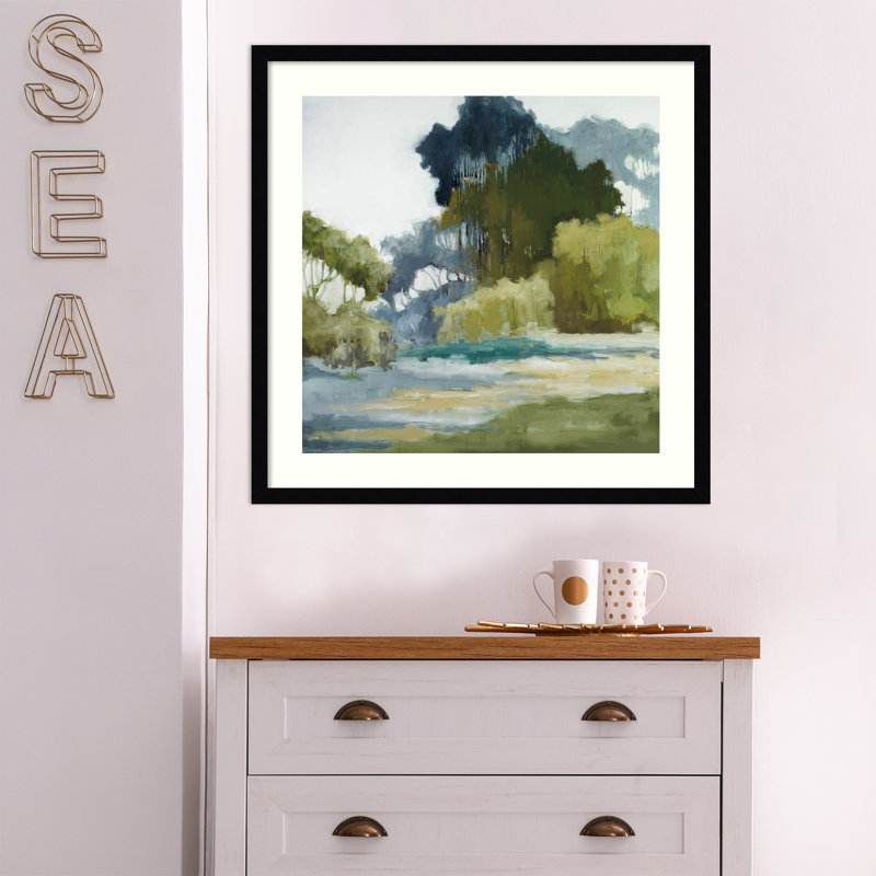 Bean Fileds Tall Trees by Jacqueline Ellens, 25" H x 25" W, Black Framed Paper