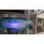 27" Tall Floor Mist Fountain with 12 Colour Changing LED Lights and Inline Control - Blue Glass and Metal Design, Blue Freestanding Indoor-492771757