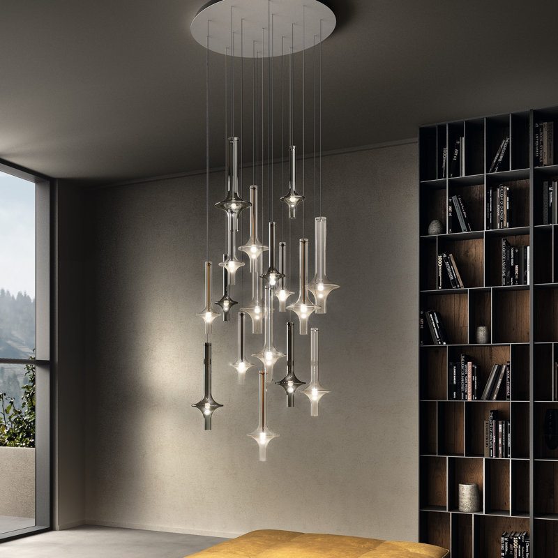 WONDER 1 - Light LED Pendant, Smoked Glass, 22.4" H x 8.3" W x 8.3" D, Black