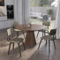 Ensemble de salle à manger 5 pièces avec plateau en bois de frêne et 4 chaises en cuir avec pieds en bois teint