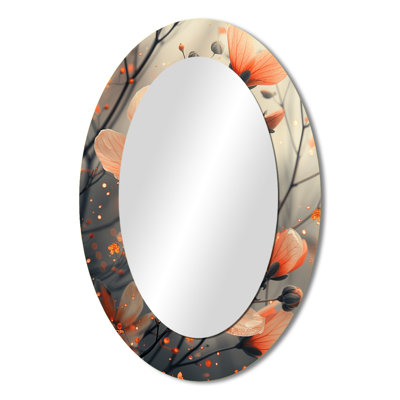 Orange Grey Sunset Splendor Fairies - Orange Oval Wall Mirror Decor