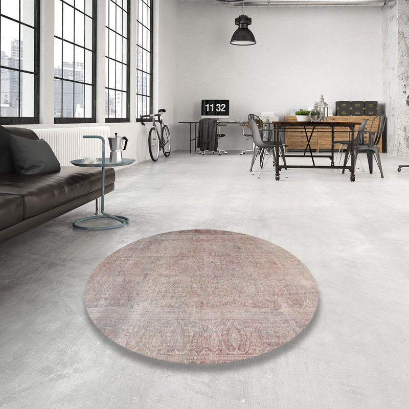 Tapis beige/brun clair traditionnel, Rond 4 pi