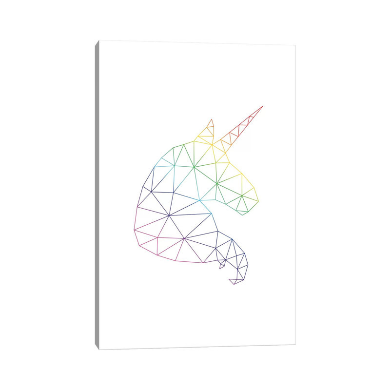 Rainbow Unicorn Portrait 1 Piece Wrapped Canvas Wall Art, 30.48 cm H x 45.72 cm W