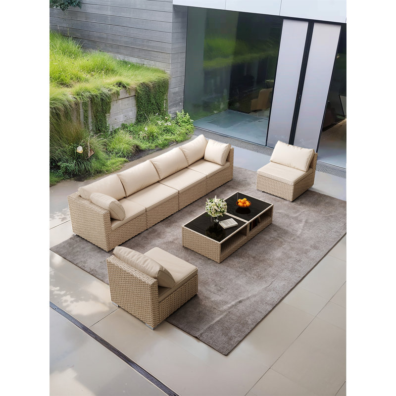 Ensemble de mobilier de patio 8 pièces, Kaki clair / beige