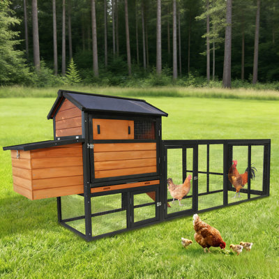 Waterproof Anti-uv Large Wooden Chicken Coop - Main House Outdoor Hen House With Run And Nesting Box, Multi-use Poultry Cage & Rabbit Hutch