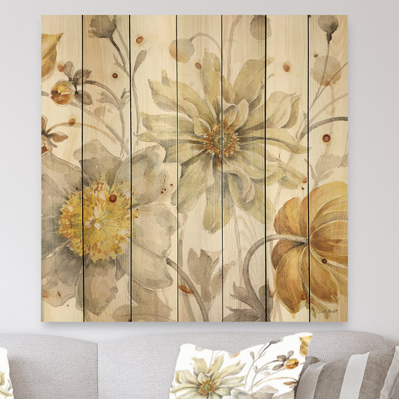 « fields of fleur », impression sur bois, H 16 po x l 16 po x P 1 po