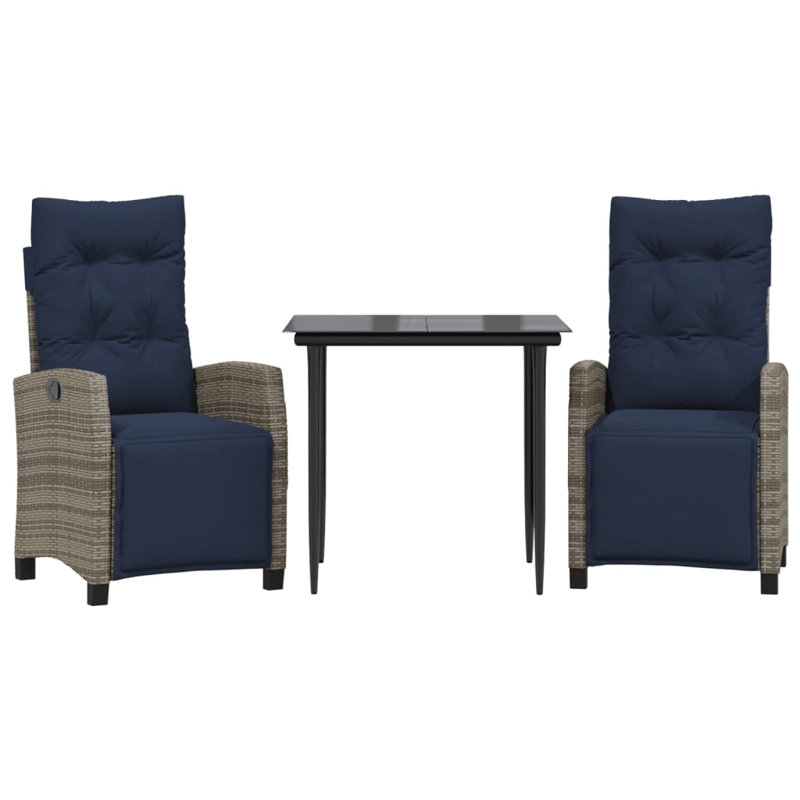 Ensemble de salle à manger Vidaxl, Brun / Bleu marine, 2, H 29,1 po x l 31,5 po x L 31,5 po