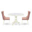 L'ensemble de table de salle à manger 3 pièces comprend une table de salle à manger avec plateau de table en marbre veiné et 2 chaises en tissu de polyester rouge beige, blanc lin-1421239168