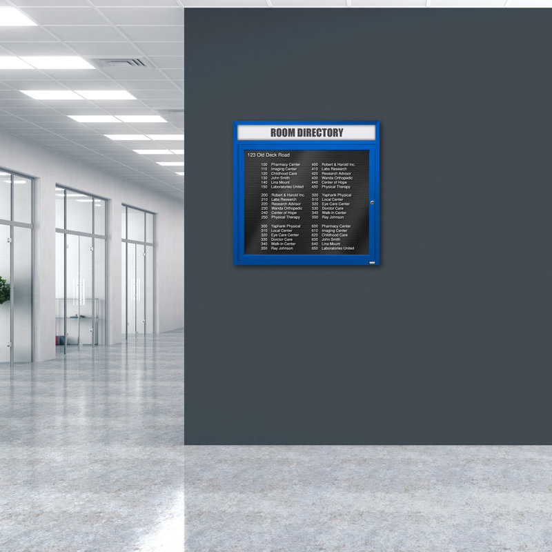 Carte à fixation murale délimitée directory cabinet, Bleu thermolaqué, Un, H 36 po x l 36 po