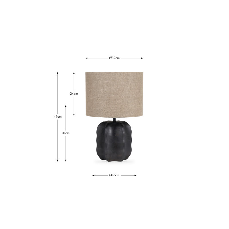 Khari Black Textured Wood Table Lamp