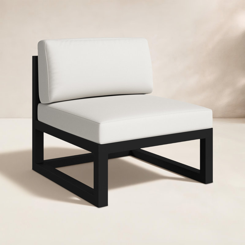 Chaise de patio avec coussins Sunbrella Smith, Toile toile naturelle Sunbrella®, Noir