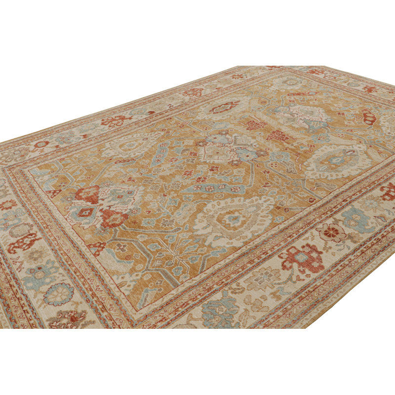 Oushak Hand Knotted Floral Area Rug, Rectangle 12' x 18'