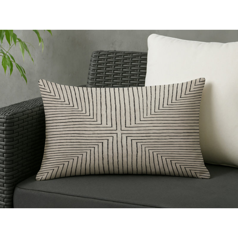 Coussin décoratif intérieur et extérieur Modern, Gris géométrique 9, Rectangle H 20 po x l 14 po