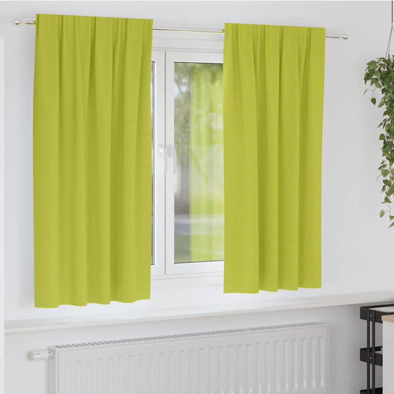 Blackout Curtain Pair, Green, 175cm Width x 140cm Drop